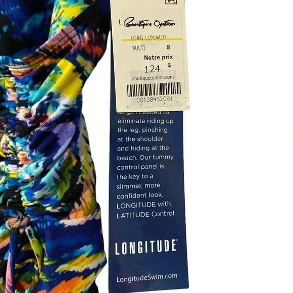 Longitude, Ruffle Surplice  Long Torso One Piece Swimsuit, Size 8, Black ☀️ - Picture 4 of 12